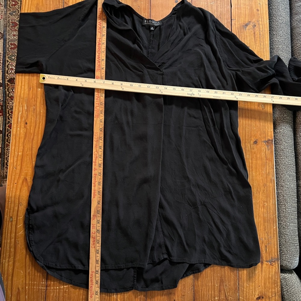 Eloquii Womens 20 Black V Neck Viscose Tunic Blouse Long Sleeve Plus Size - Picture 7 of 7